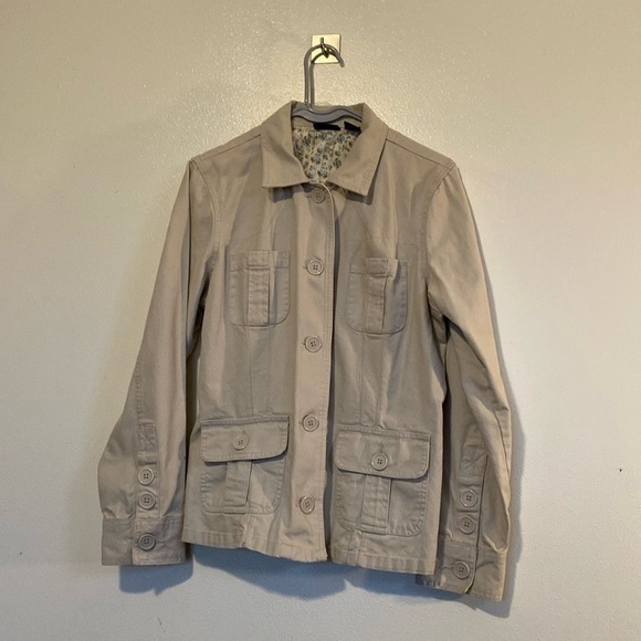 Baileys Point Jackets & Blazers - Bailey’s Point kaki pocket full button up front cargo jacket coat Large (13/15)